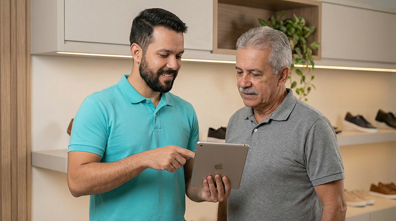 Profissionais em uma loja Mundoflex